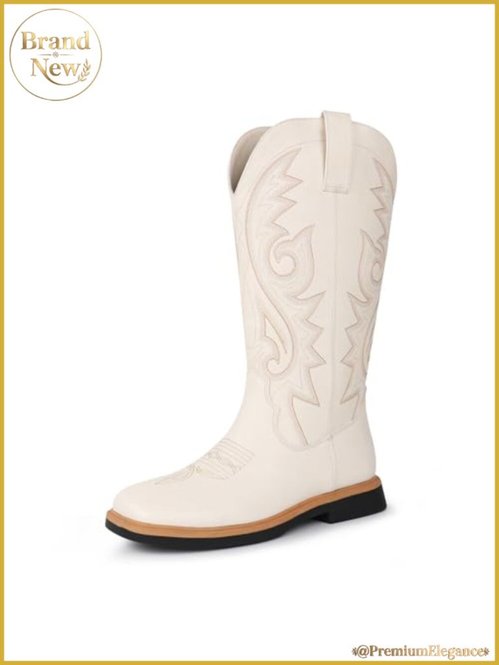 Hawkwell Cowgirl Boots Square Toe Side Zipper Embroidered Western Mid Calf Faux - Picture 5 of 6